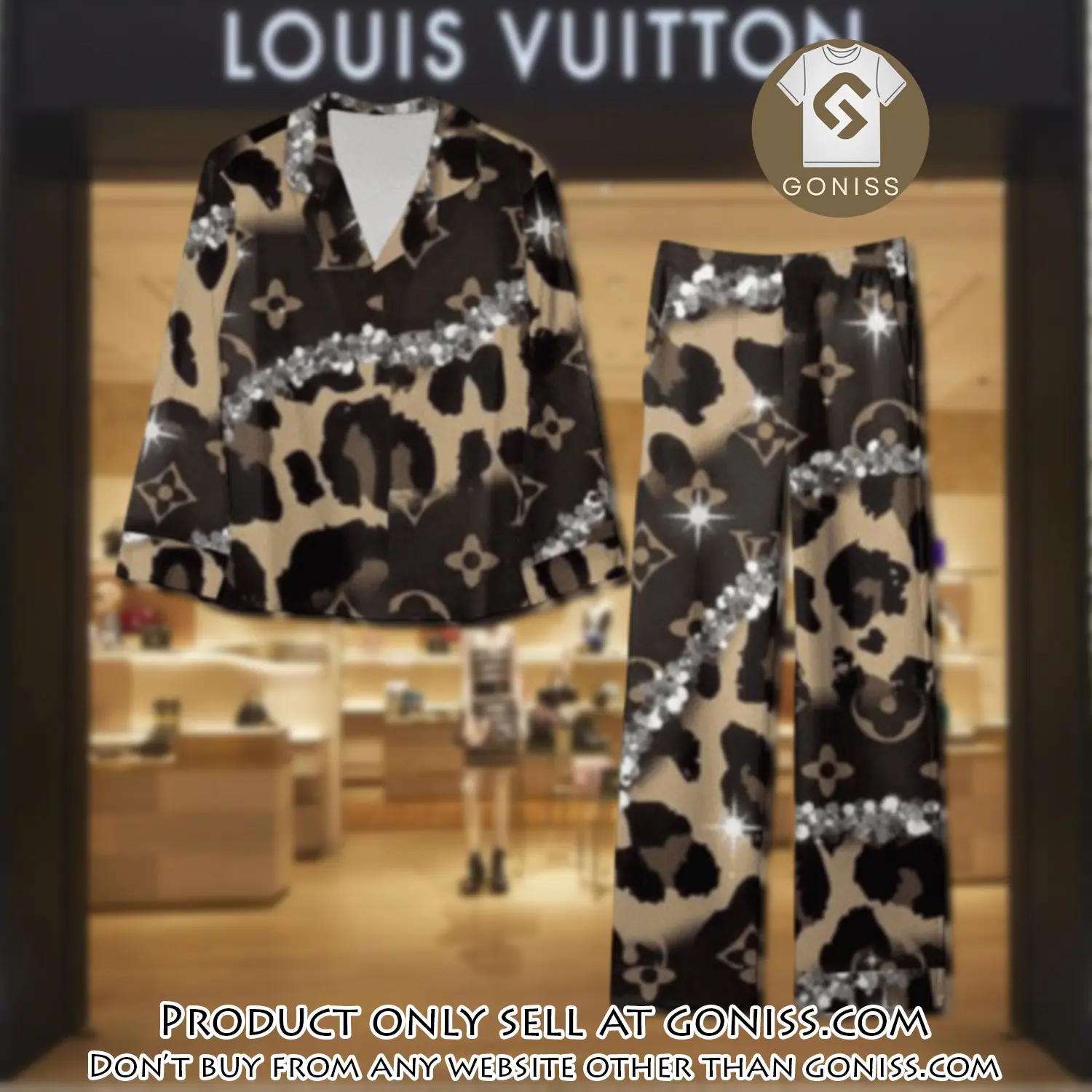 Trending luxury lv satin pajama set pjs1087 gn1208289
